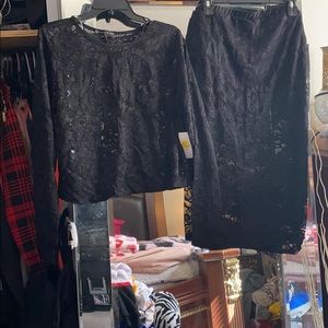 SEXY BLACK LACE CROP TO SET